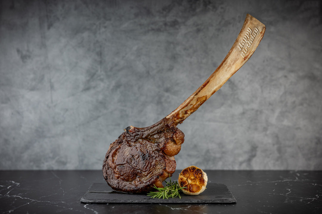 "Happy Birthday" Engraved Dry-Aged USDA Prime Black Angus Beef Tomahawk Steak, Center Cut, 40 oz