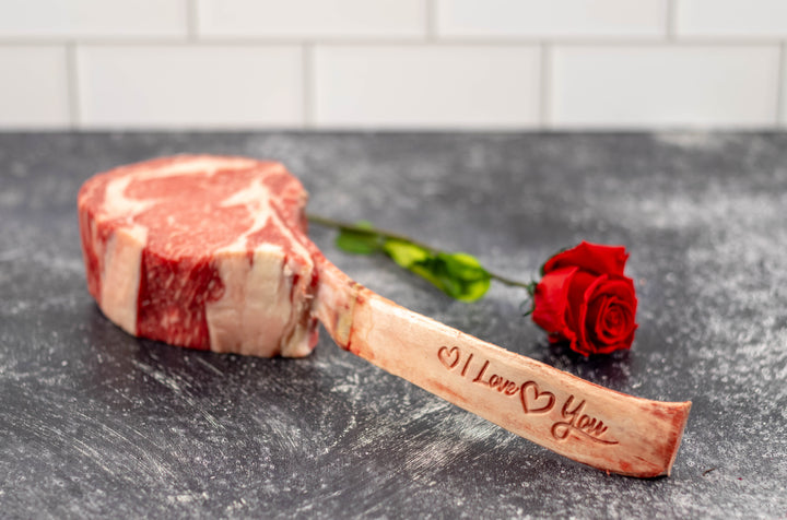 "I Love You" Engraved Dry-Aged USDA Prime Black Angus Beef Tomahawk Steak, Center Cut, 40 oz