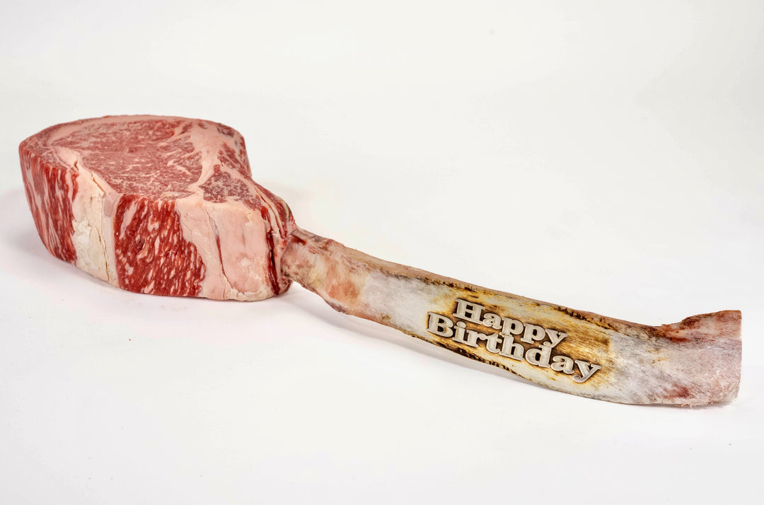 "Happy Birthday" Engraved Dry-Aged USDA Prime Black Angus Beef Tomahawk Steak, Center Cut, 40 oz