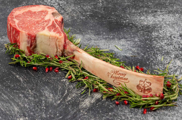 "Merry Christmas" Engraved Dry-Aged Tomahawk Steak