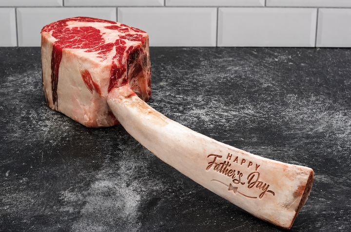 "Happy Father's Day" Engraved Dry-Aged USDA Prime Black Angus Beef Tomahawk Steak, Center Cut, 40oz