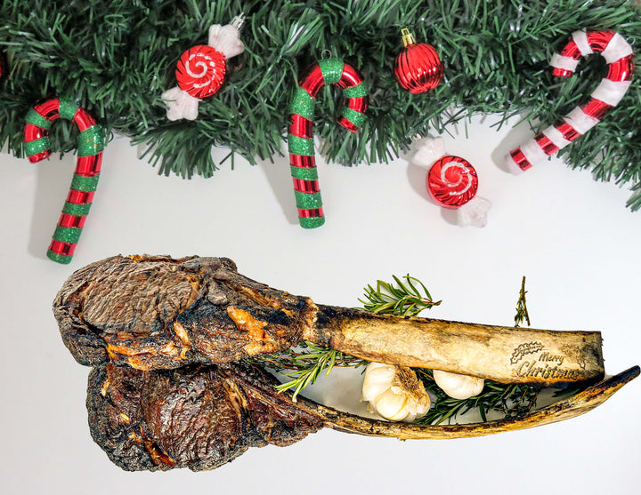 "Merry Christmas" Engraved Dry-Aged Tomahawk Steak