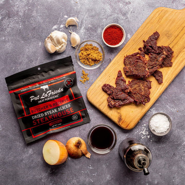 Pat LaFrieda Dried Beef Steak Slices, Steakhouse, Pack of 4, 2.5 oz. bags - PAT LAFRIEDA HOME DELIVERY