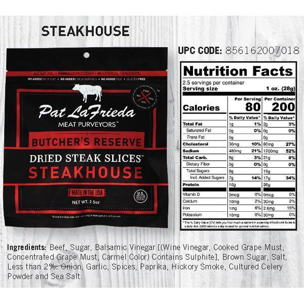 Pat LaFrieda Dried Beef Steak Slices, Variety Pack, Pack of 4, 2.5 oz. bags