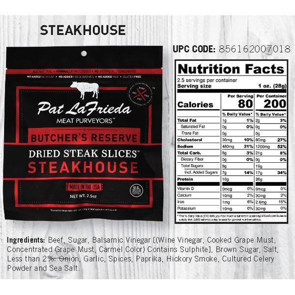 Pat LaFrieda Dried Beef Steak Slices, Steakhouse, Pack of 4, 2.5 oz. bags - PAT LAFRIEDA HOME DELIVERY