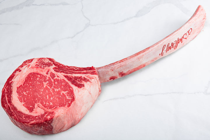 "I Love You" Engraved Dry-Aged USDA Prime Black Angus Beef Tomahawk Steak, Center Cut, 40oz - PAT LAFRIEDA HOME DELIVERY