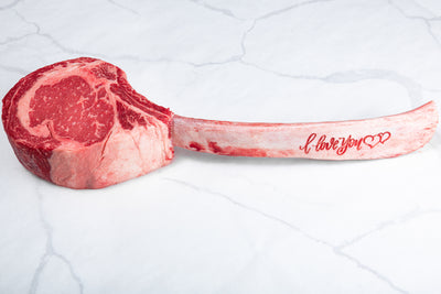 "I Love You" Engraved Dry-Aged USDA Prime Black Angus Beef Tomahawk Steak, Center Cut, 40oz - PAT LAFRIEDA HOME DELIVERY